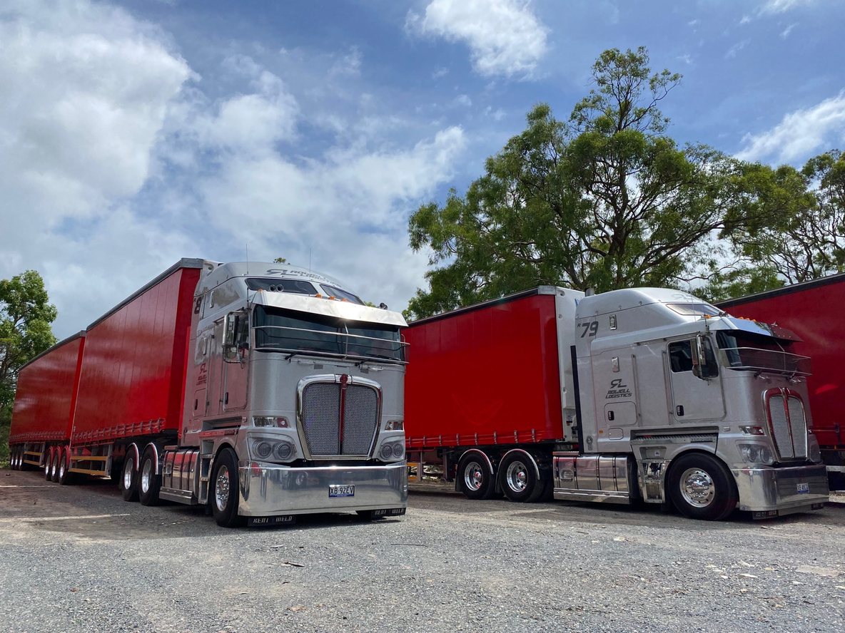 Two Rowell prime movers parked at the Queensland depot